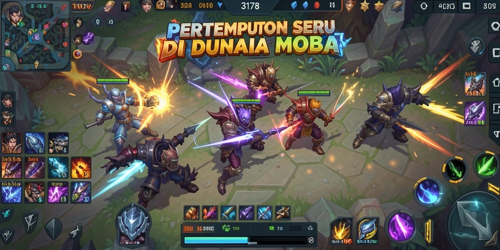 Tampilan seru gameplay MOBA 3178 dengan pertempuran intens.