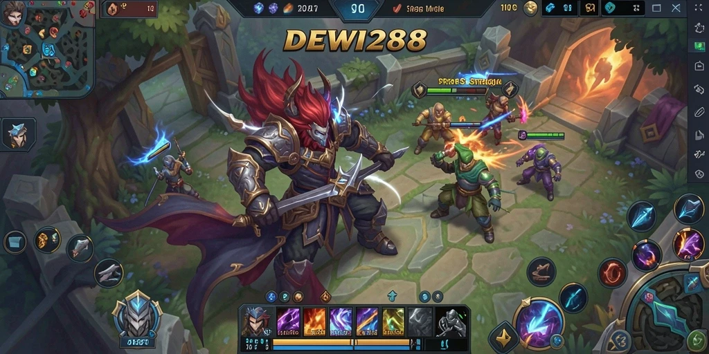 Screenshot gameplay DEWI288 menampilkan pertarungan tim yang seru dan strategis.