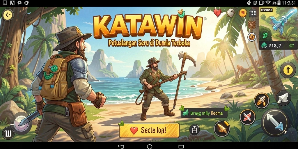 Screenshot KATAWIN menunjukkan momen petualangan seru di dunia terbuka.