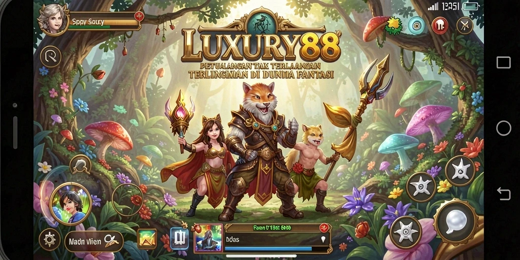 Screenshot gameplay menunjukkan karakter menjelajahi hutan rimbun dan misterius.