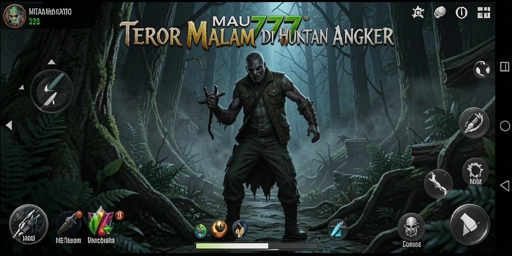 Screenshot menunjukkan momen menegangkan di dalam hutan angker.