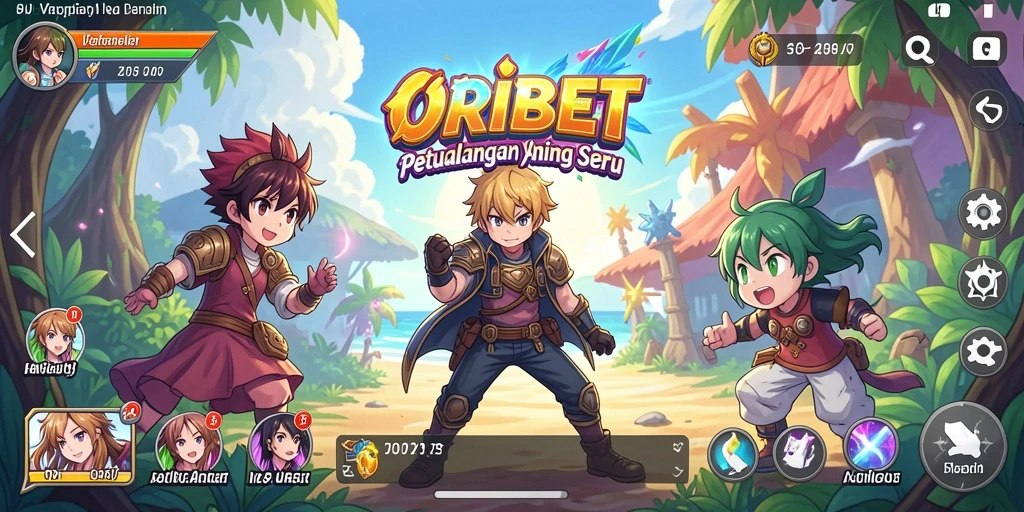 Tangkapan layar gameplay ORIBET menampilkan karakter anime yang seru.