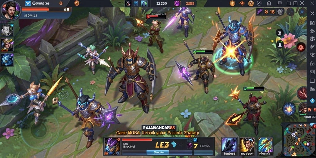Tampilan aksi seru gameplay RAJABANDAR88 dalam perang tim.