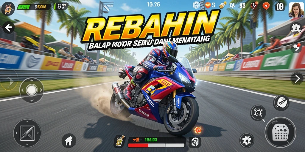 Gameplay seru balapan motor di <strong>REBAHIN</strong> dengan grafik menakjubkan.