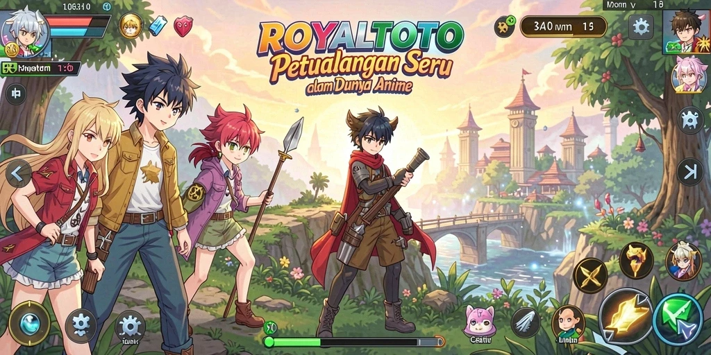 Tampilan gameplay menarik dari ROYALTOTO dengan karakter anime.
