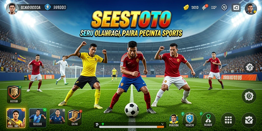 Tampilan utama SESETOTO menunjukkan aksi seru dalam pertandingan olahraga.