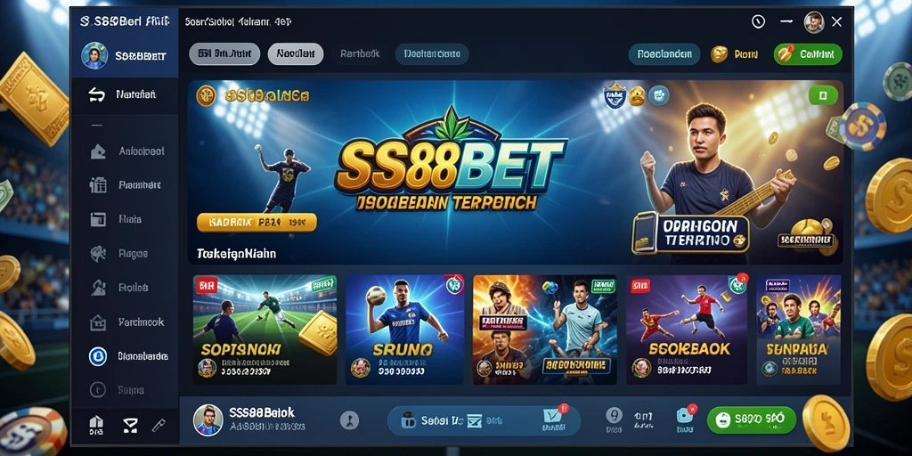 Screenshot utama SS88BET menampilkan antarmuka taruhan yang menarik.