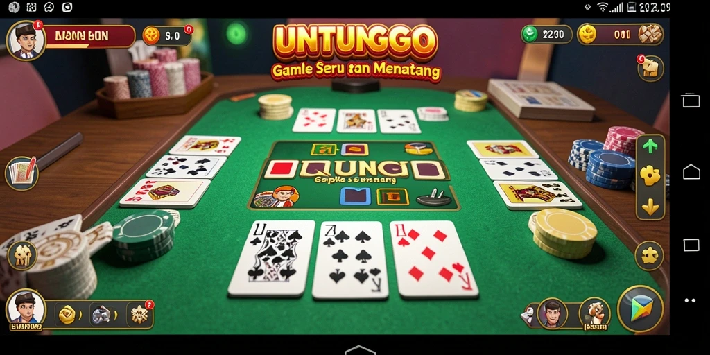 Tampilan menarik gameplay UNTUNGGO dengan suasana Gaple.